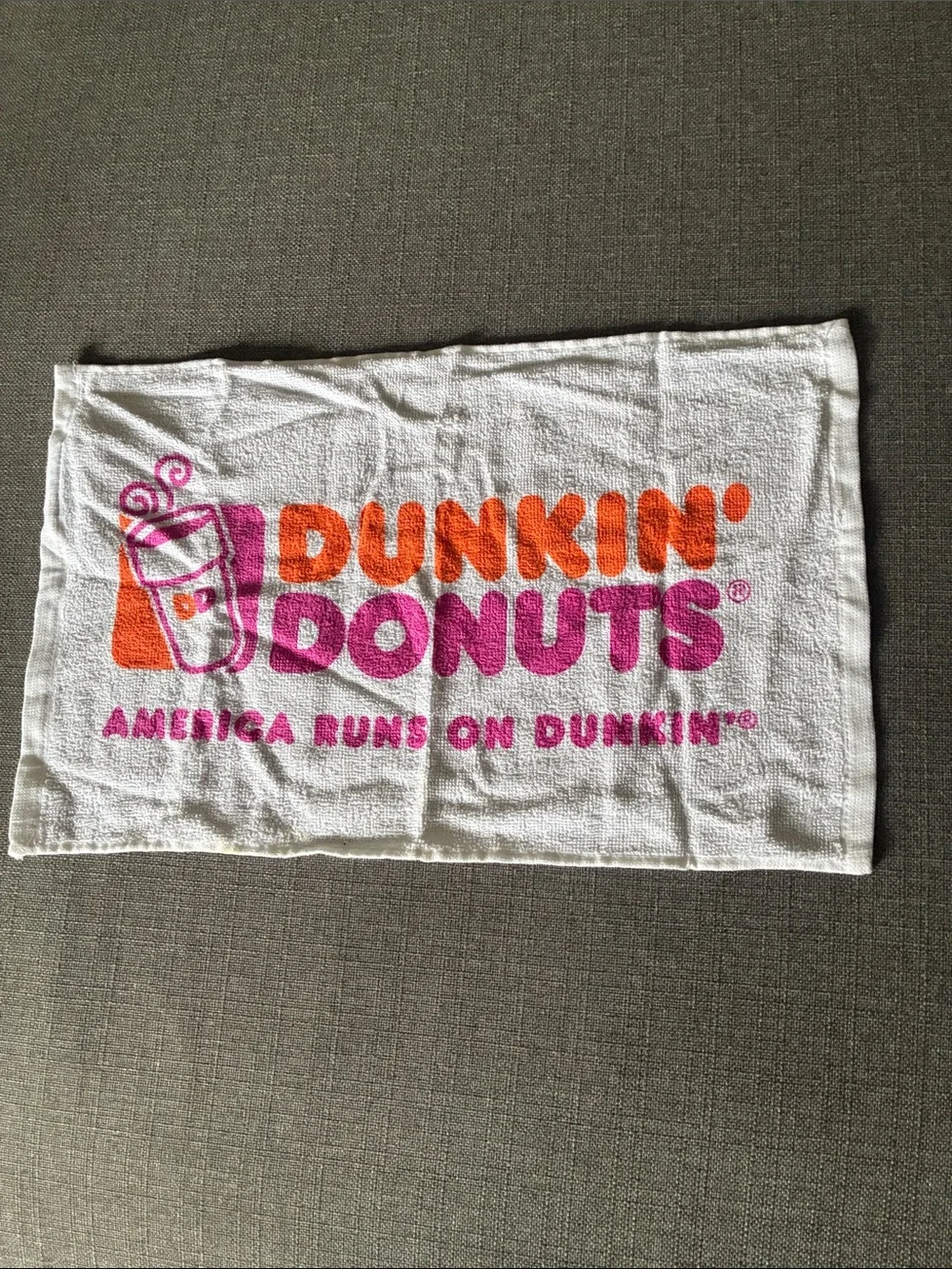 Dunkin' Donuts Logo Towel — White with Orange & Pink